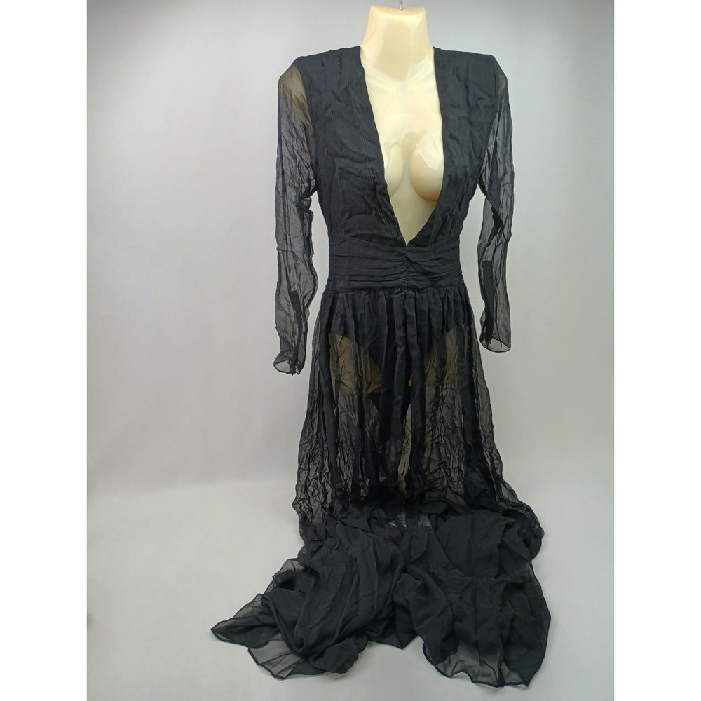 Retrofete Women's Black Angela Dress Silk Long Size Extra Small XS - Picture 3 of 7
